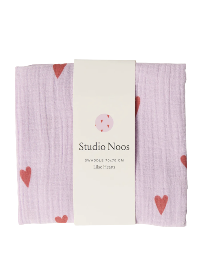 Studio Noos Lilac Hearts Swaddle | 70x70 cm - Lilac