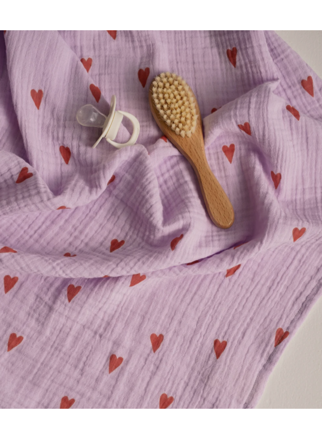Studio Noos Lilac Hearts Swaddle | 70x70 cm - Lilac