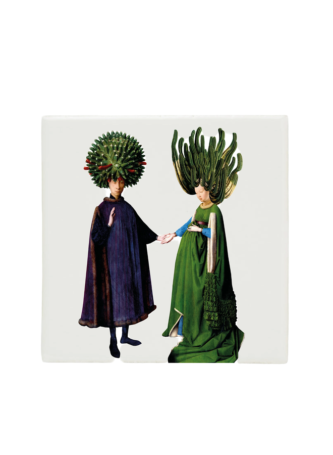 Wall Tile Collage Portrait Giovanni Arnolfini and His Wife