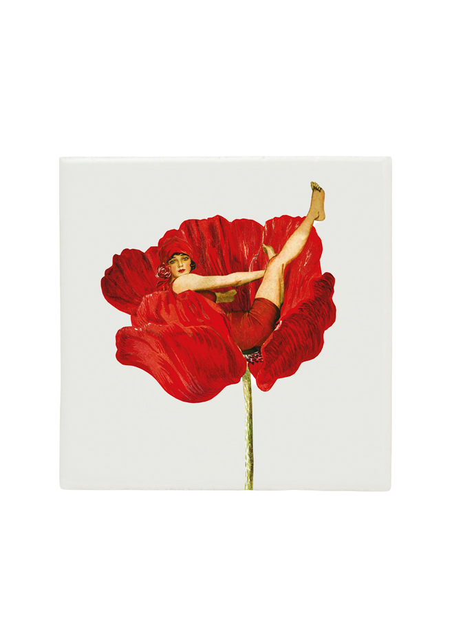 Wall Tile Collage Lady in Poppy