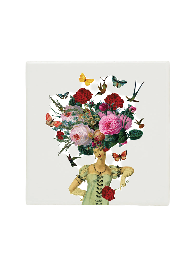 Wall Tile Floral Lady Collage