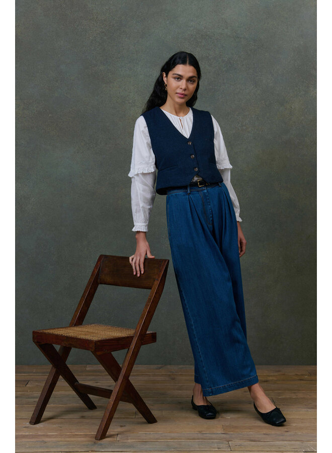 Waistcoat Franckie Herringbone Navy Dusk Chevron Louise Misha