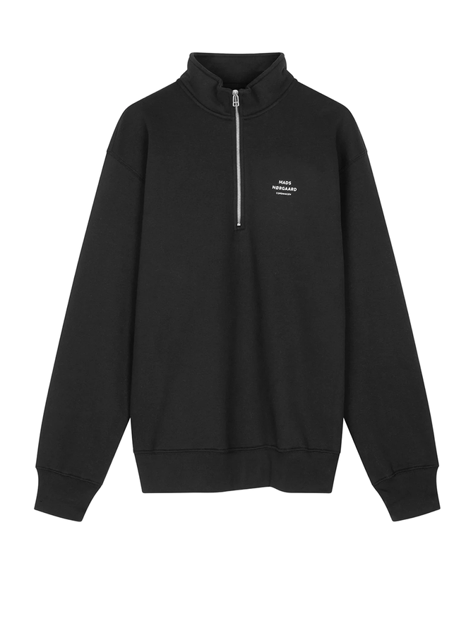 Mads Norgaard  Men Standard Half Zip Logo Sweat Black