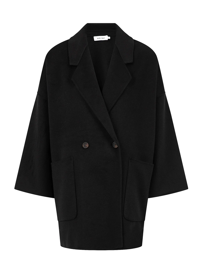 Knit-Ted Cape Coat Black