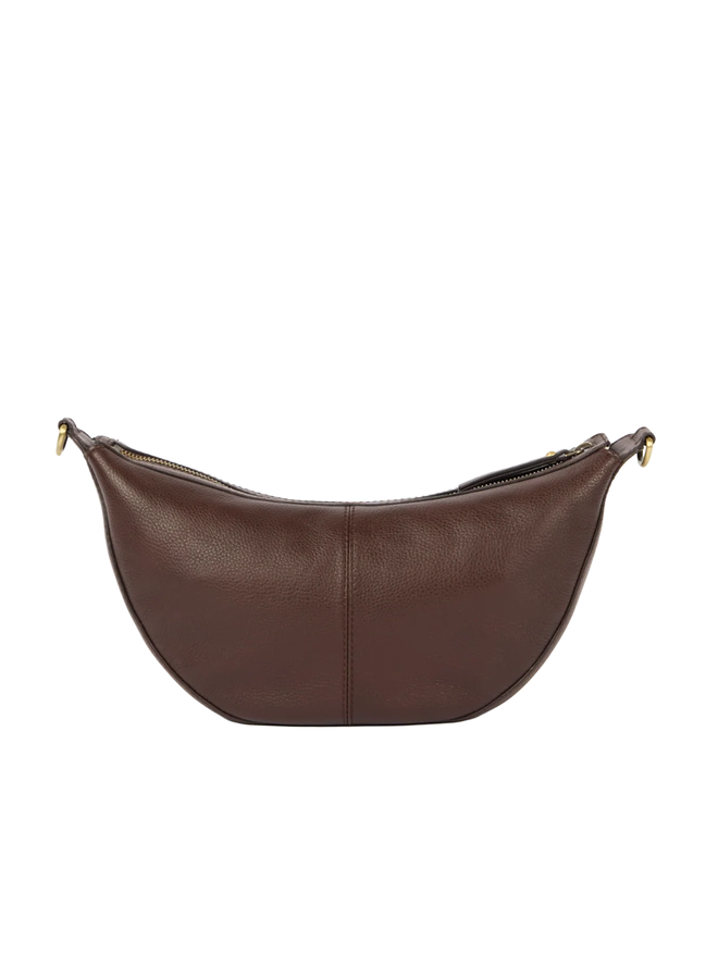 O My Bag Leo Midi Chocolate Twisted Handle Soft Grain Leather