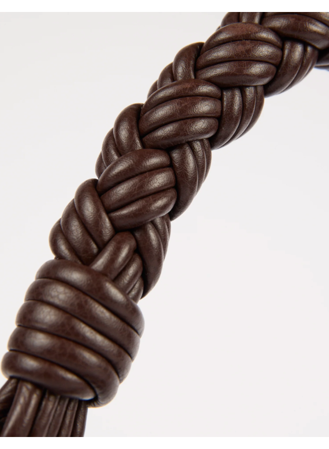 O My Bag Leo Midi Chocolate Twisted Handle Soft Grain Leather