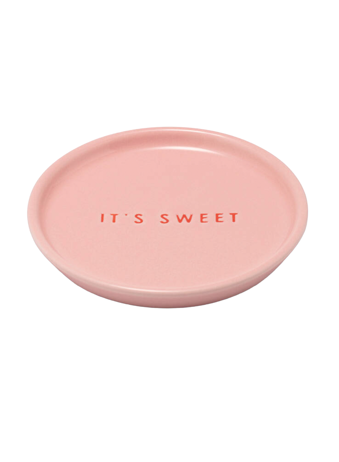 Ceramic petit four plate IT'S SWEET pink ø8.5cm Vondels
