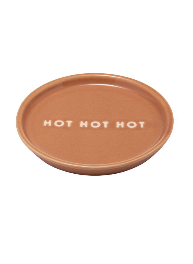 Ceramic petit four plate HOT HOT HOT terracotta ø8.5cm Vondels