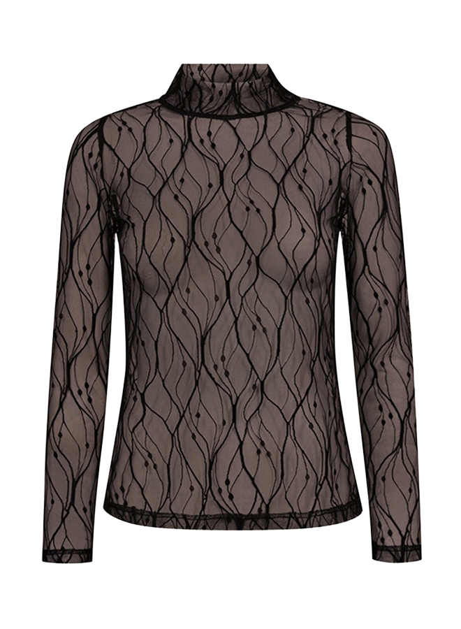 Co'Couture MercyCC Mesh Turtleneck Dark Brown