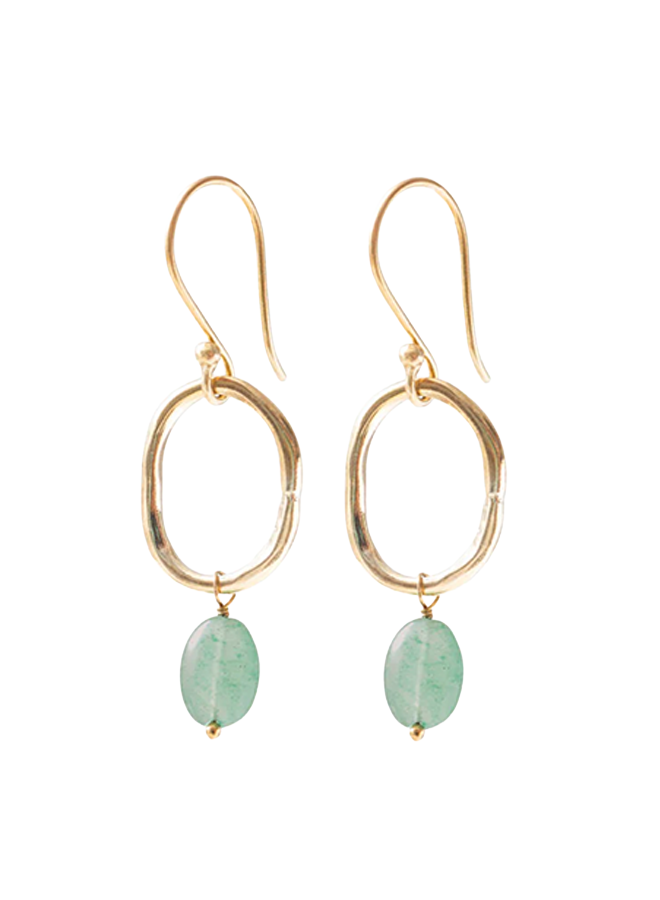 Graceful Aventurine Gold Plated Earrings A Beautiful Story