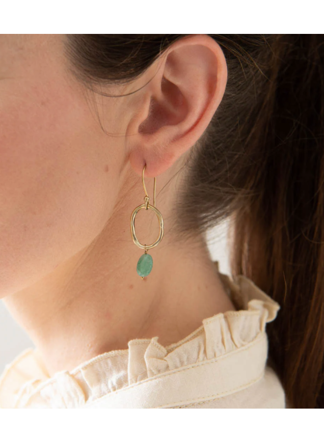 Graceful Aventurine Gold Plated Earrings A Beautiful Story