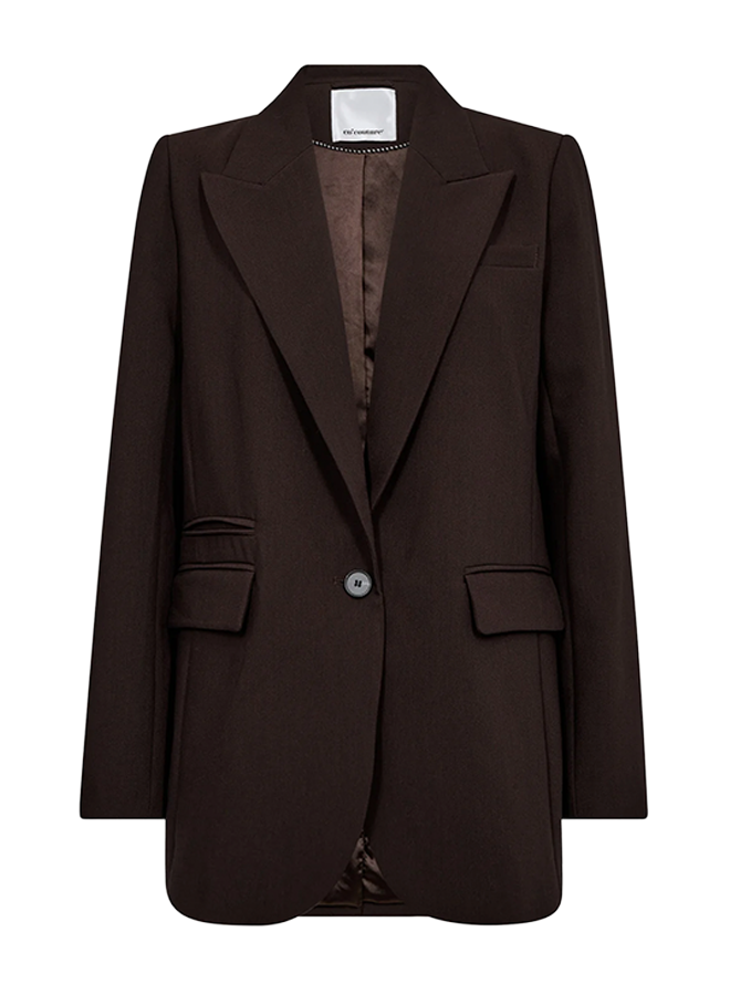 Co'Couture  Single Oversize Blazer Dark Brown