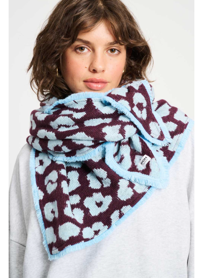 SHAWL Leopard Plum Pom Amsterdam