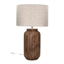 Lampedusa tafellamp mangohout met linnen kap DIA 35 x H 60 cm - bruin