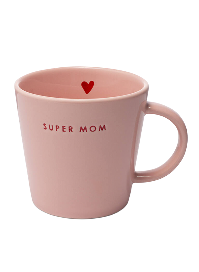 Ceramic tea cup SUPER MOM pink 350ml Vondels
