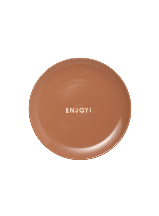 Ceramic cake plate ENJOY! terracotta ø16cm Vondels