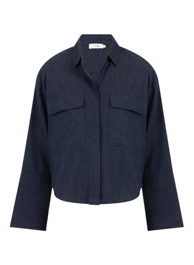 Cara Blouse  Night Blue Knit-Ted