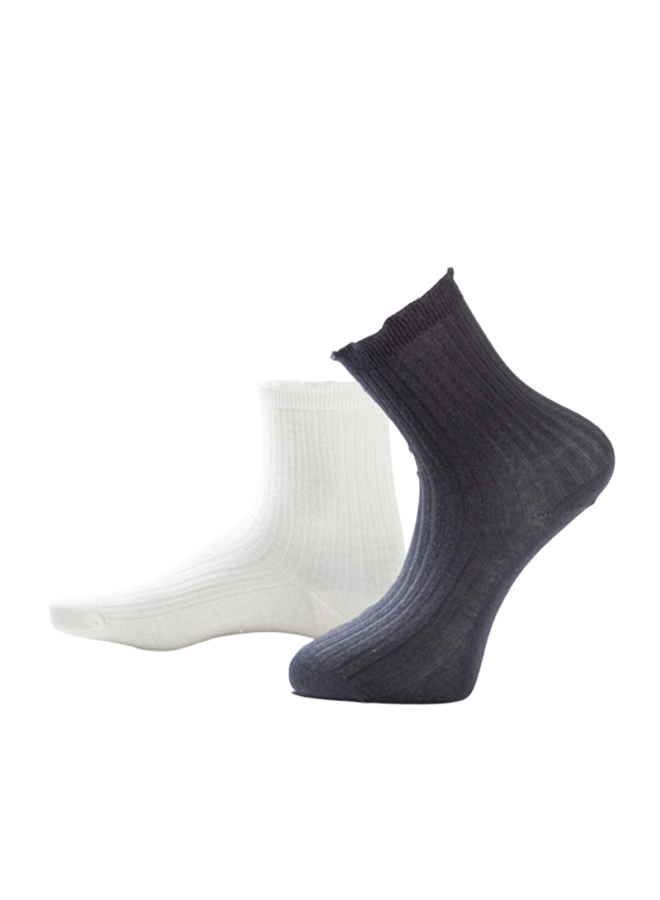SOX3915 Trend, ruches, laag, katoen, 2 paar, off white/black