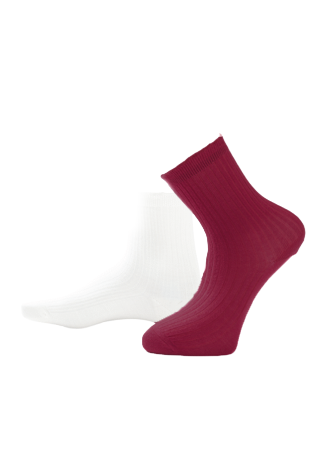 SOX3916 Trend, ruches, laag, katoen, 2 paar, off white/bordeaux