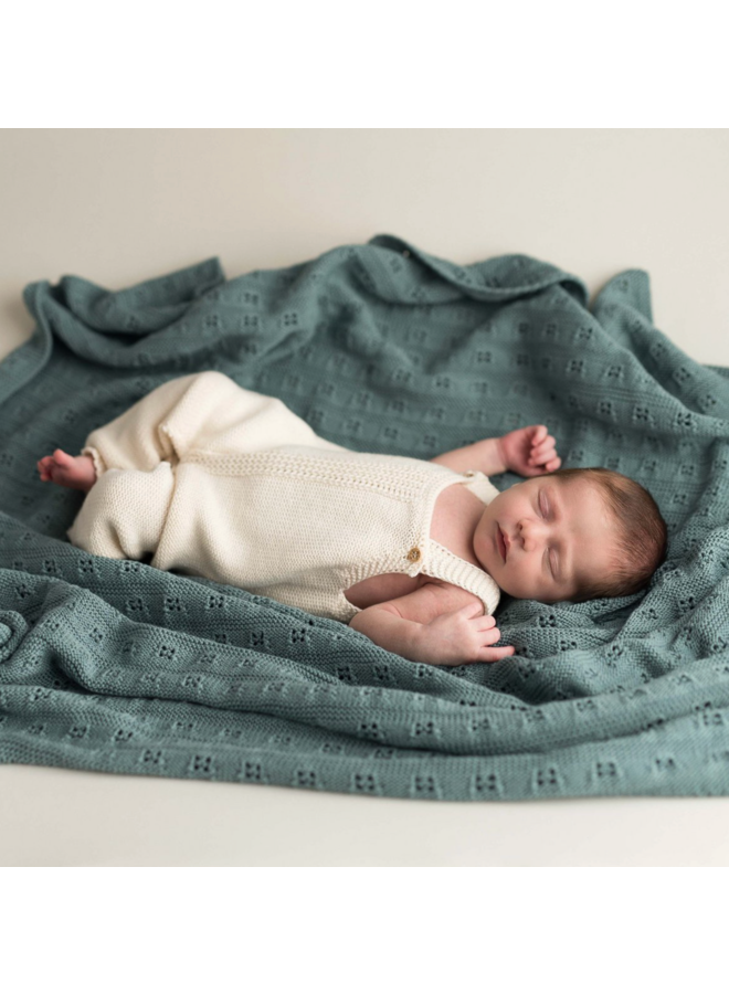 Blue baby blanket openwork blue Micu Micu