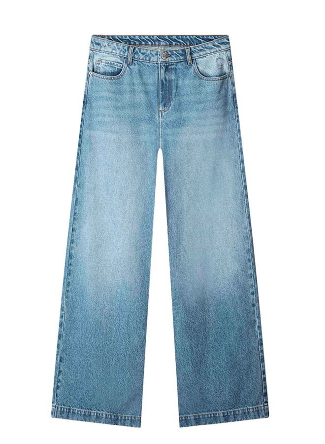 Pom Amsterdam JEANS Baggy Wide Leg MID BLUE