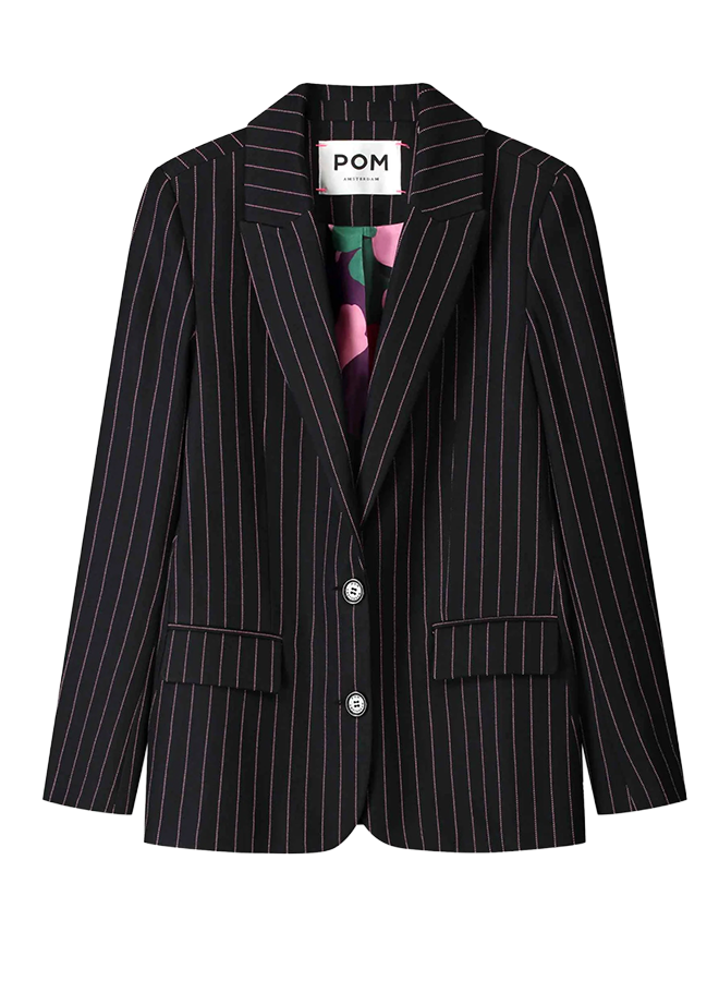 BLAZER Noir Striped Pom Amsterdam