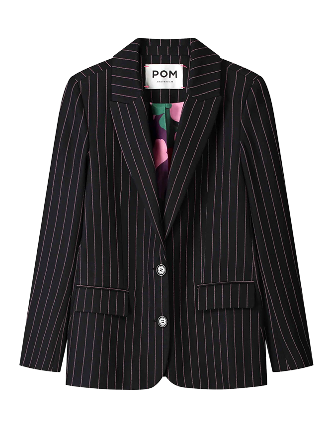 BLAZER Noir Striped Pom Amsterdam