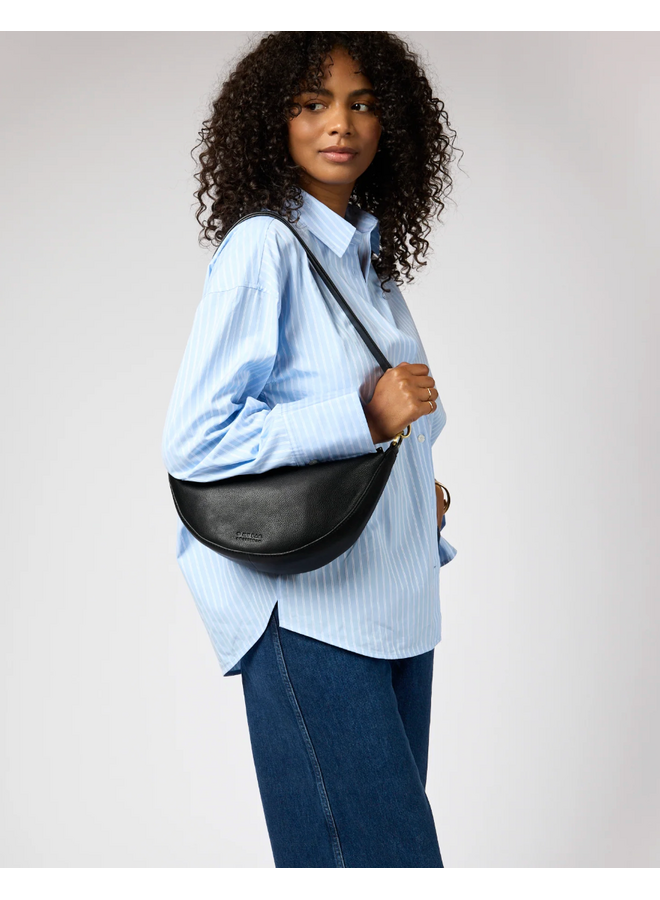 O My Bag Leo Twisted Handle Black Soft Grain