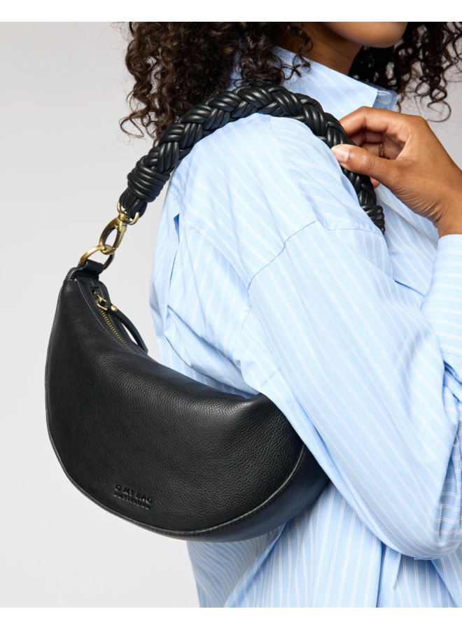 O My Bag Leo Twisted Handle Black Soft Grain