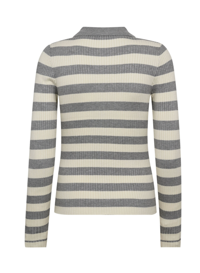 BonnyCC Stripe L/S Polo Knit Light Grey Co'Couture