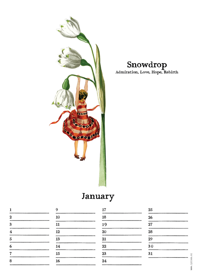 Verjaardagskalender collages maandbloemen