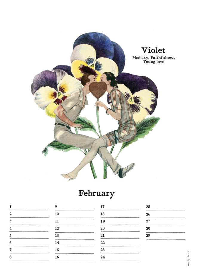 Verjaardagskalender collages maandbloemen