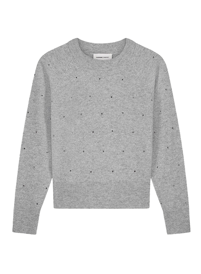Lidi Rhinestone Pullover Grey Melange Fabienne Chapot