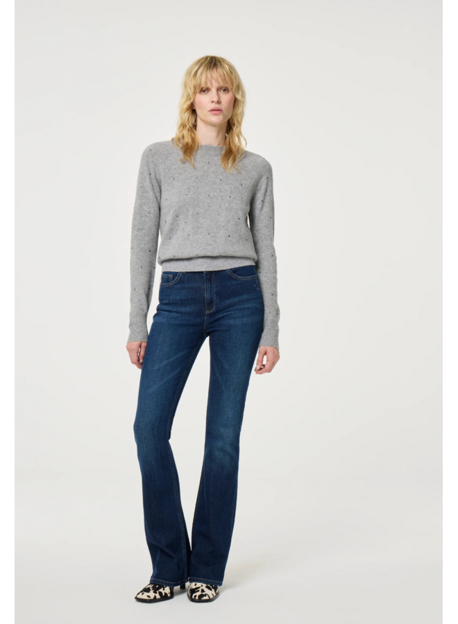 Lidi Rhinestone Pullover Grey Melange Fabienne Chapot