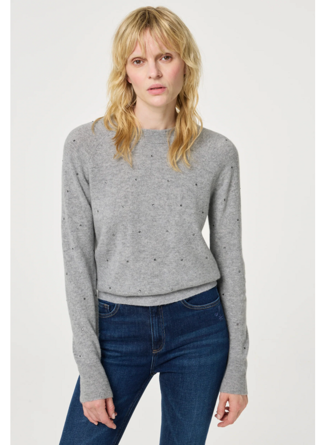 Lidi Rhinestone Pullover Grey Melange Fabienne Chapot
