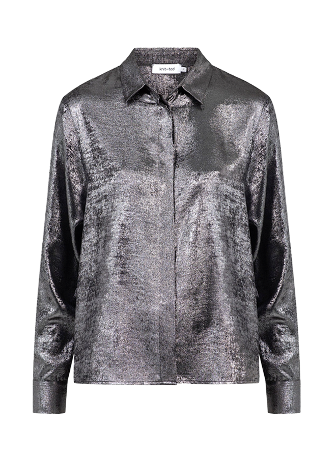 Felice Blouse Metallic Grey Knit-Ted