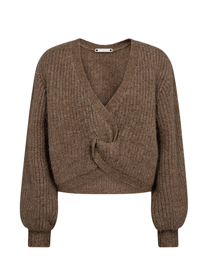 Co'Couture CozyCC Twist Back Knit Mocca