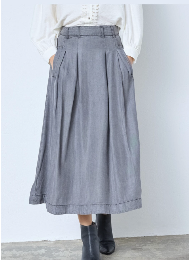 AnyaCC Denim Pleat Skirt Mid Grey Co'Couture