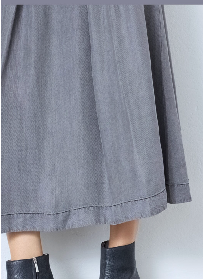 AnyaCC Denim Pleat Skirt Mid Grey Co'Couture