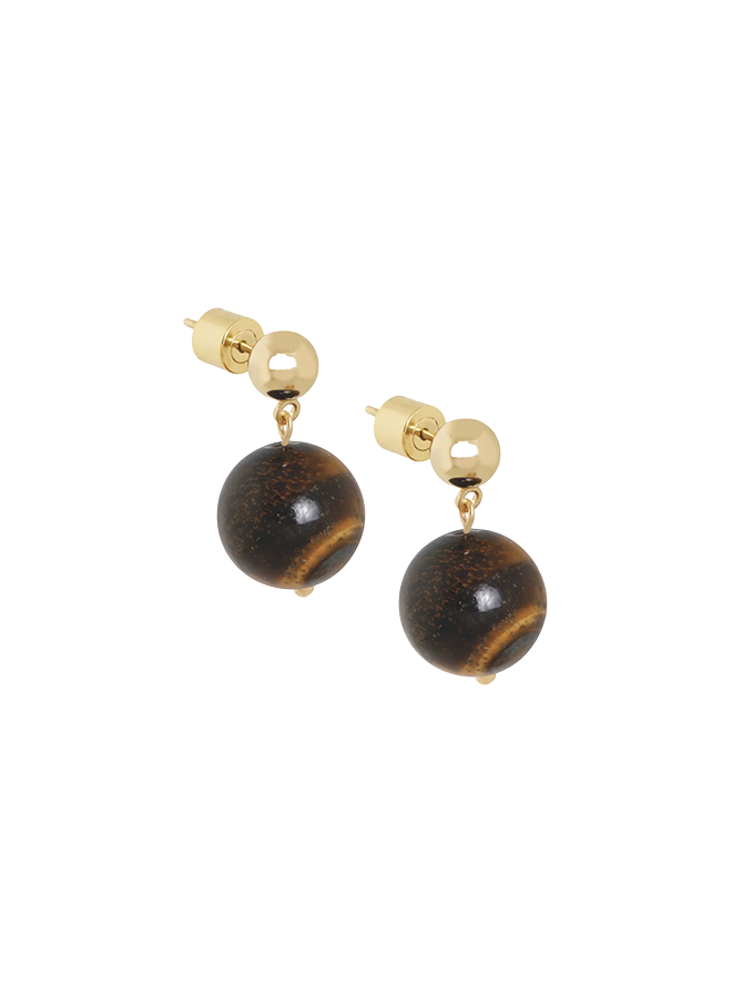 Gemstone oorstekers / bruin-mêlée Ellen Beekmans