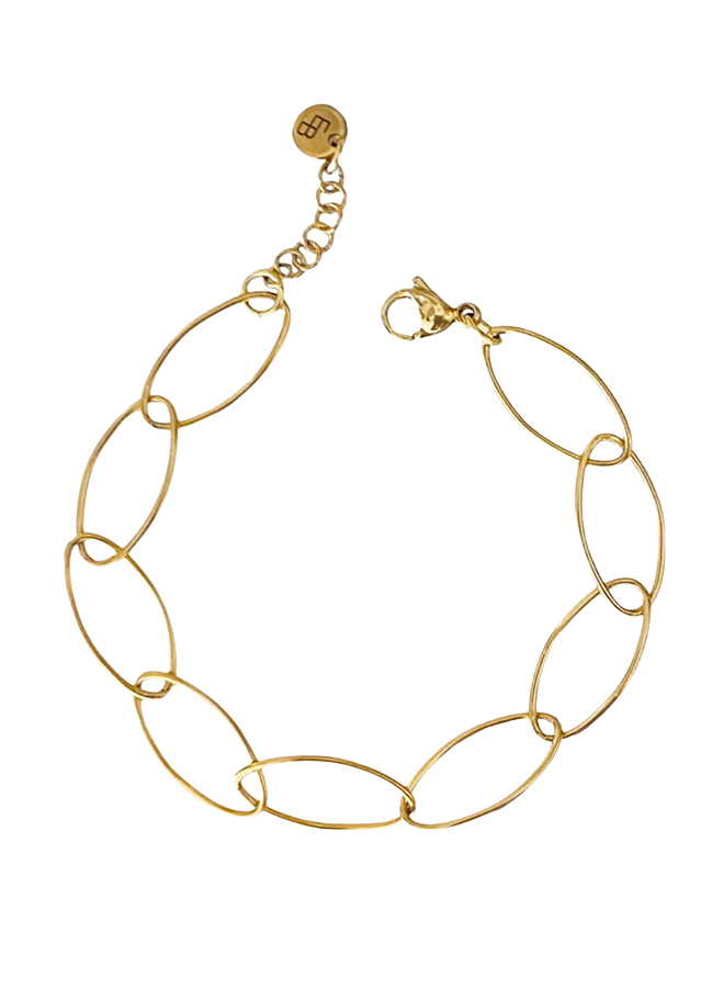 Fijne armband met grote ovale schakel Ellen Beekmans