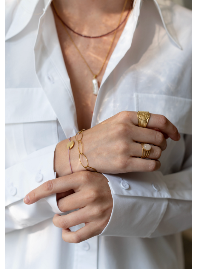 Fijne armband met grote ovale schakel Ellen Beekmans