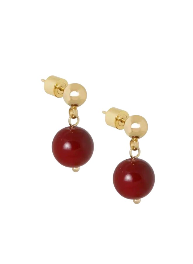 Gemstone oorstekers (2cm) / bordeaux Ellen Beekmans