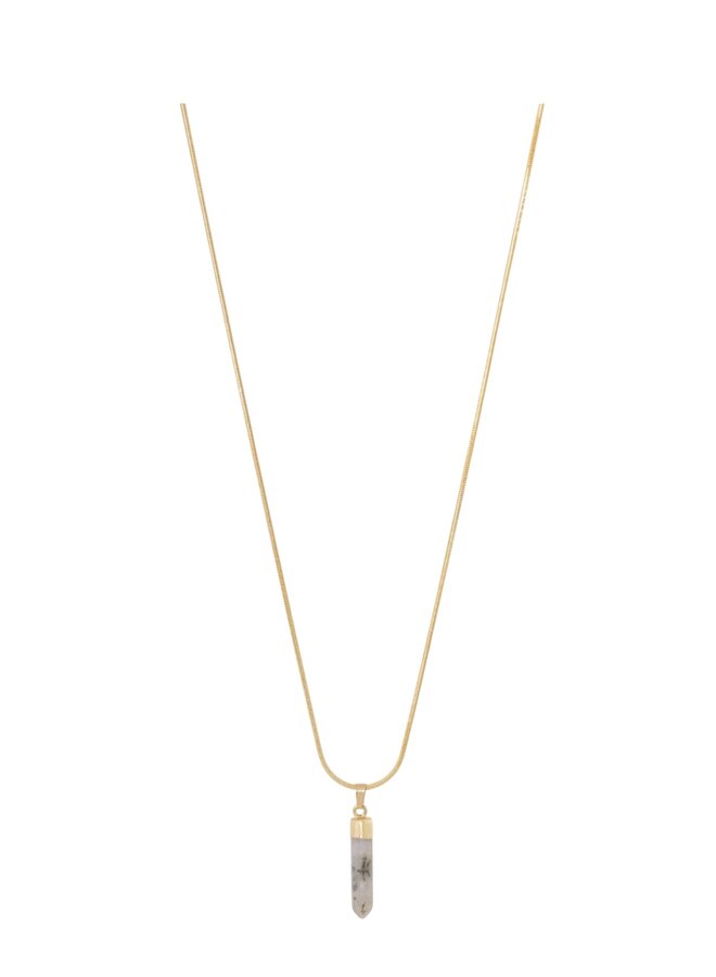 Fijne snake ketting met labradoriet hanger Ellen Beekmans