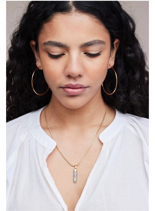 Fijne snake ketting met labradoriet hanger Ellen Beekmans