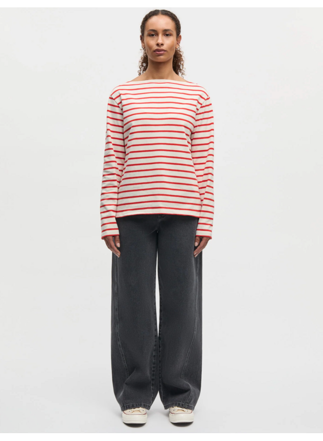 Pablo Gabi Tee LS Vanilla Ice/ Fiery Red Mads Norgaard