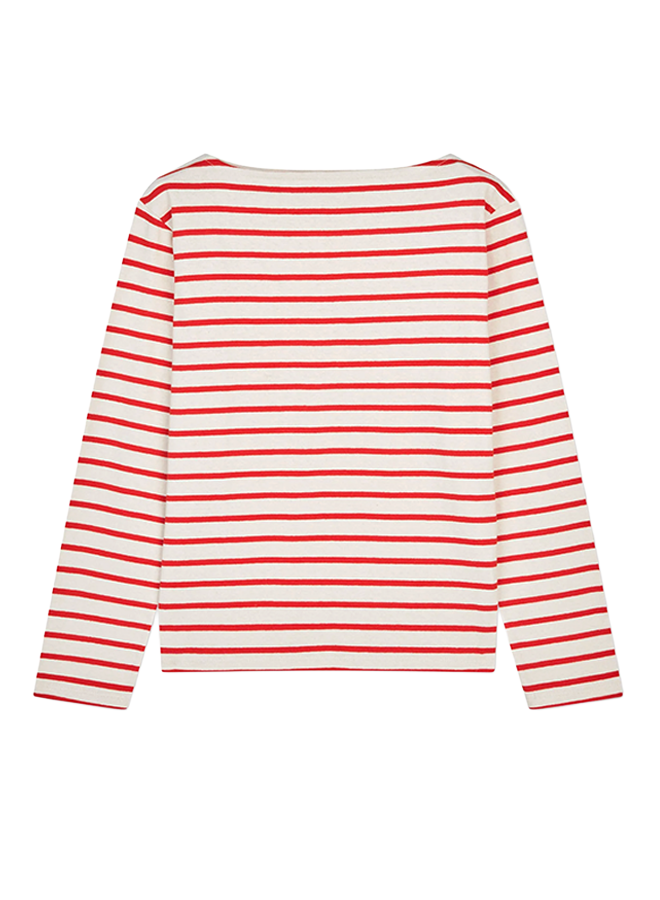 Pablo Gabi Tee LS Vanilla Ice/ Fiery Red Mads Norgaard