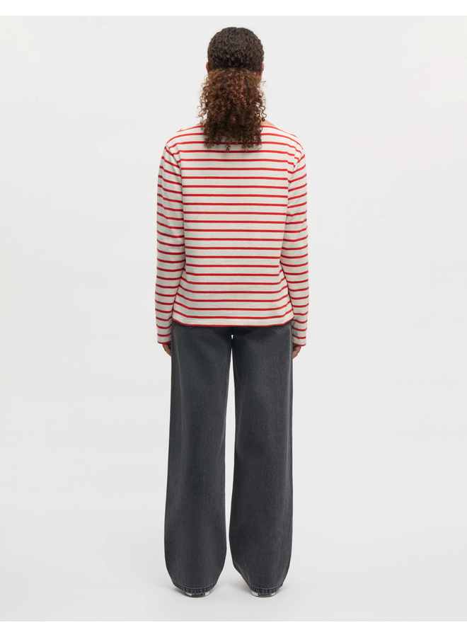 Pablo Gabi Tee LS Vanilla Ice/ Fiery Red Mads Norgaard