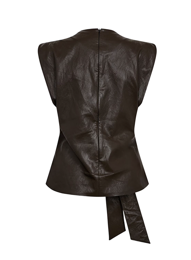 Co'Couture GittCC Pleat Top Dark Brown