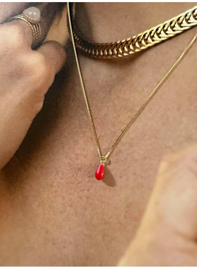 Fijne ketting met pegel van koraal - 18 inch Ellen Beekmans